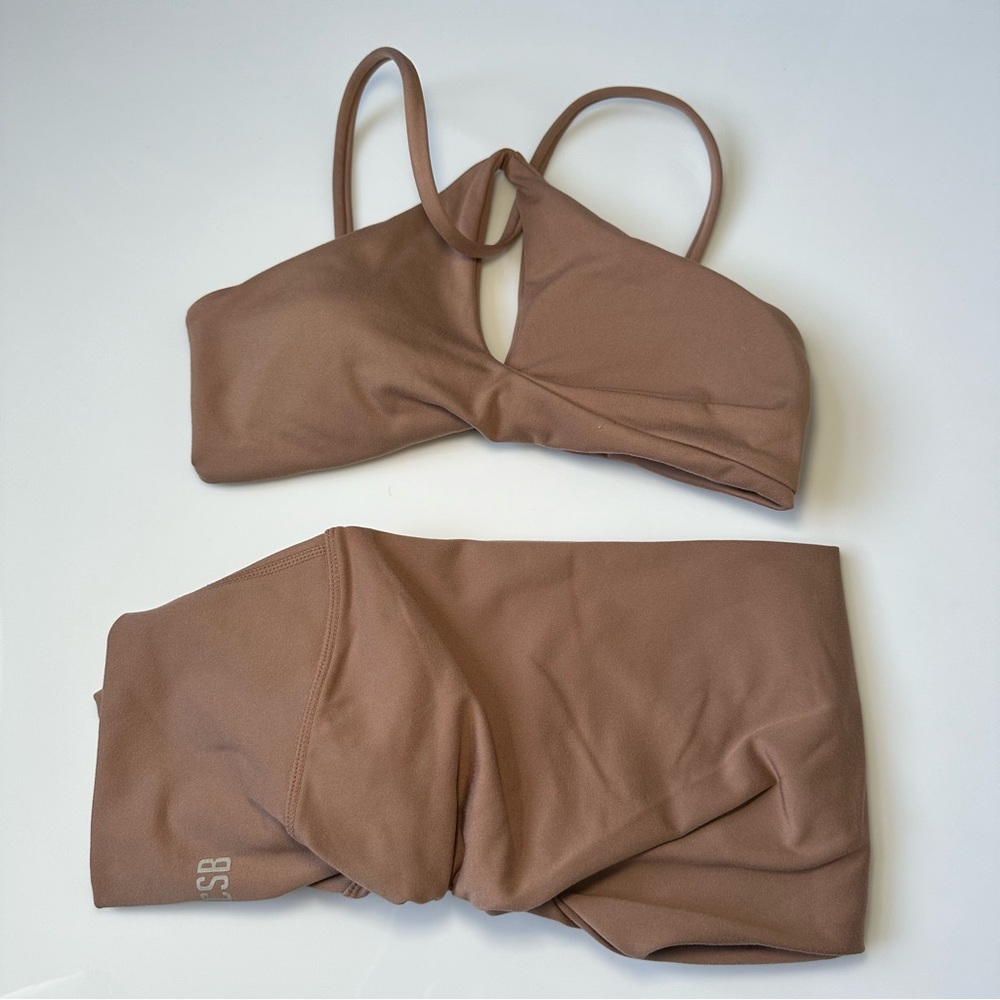 Crop Shop Boutique Brown Two-Piece Active Set